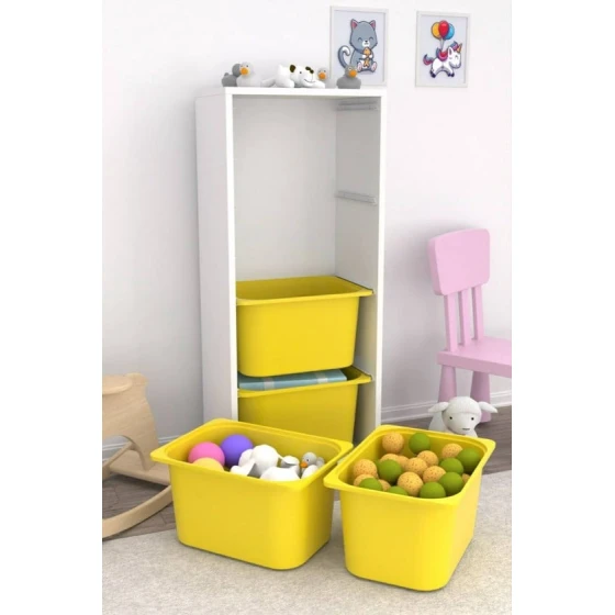 Шкаф для игрушек Pratico I39030, белый/желтый, 30x45.5x109 см Шкаф для игрушек Pratico I39030, белый/желтый, 30x45.5x109 см