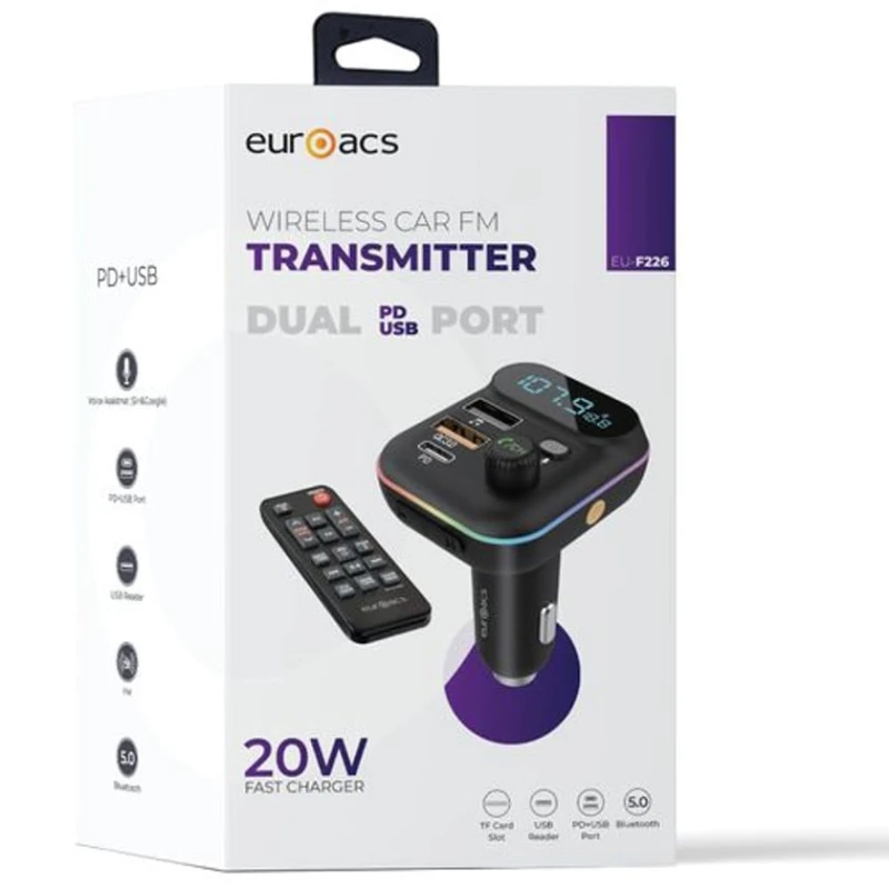 Автомобильное зарядное устройство Euroacs EU-F226 PD 20WQC Автомобильное зарядное устройство Euroacs EU-F226 PD 20WQC