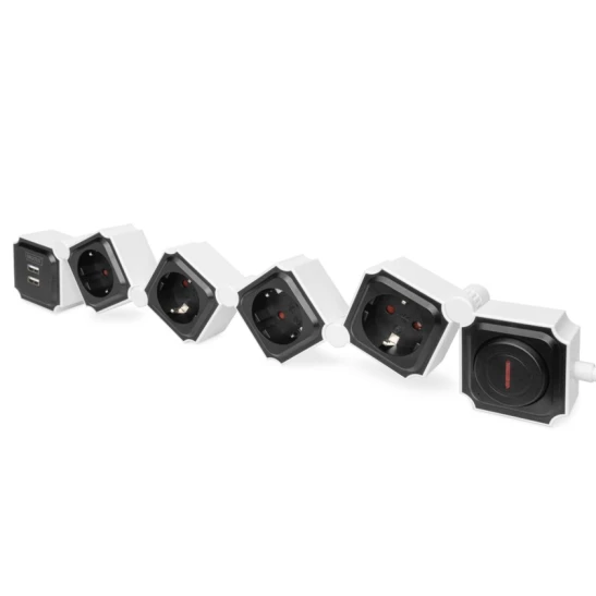 Удлинитель Digitus DA-70620, 1.6 м, 4-розеточный Удлинитель Digitus DA-70620, 1.6 м, 4-розеточный