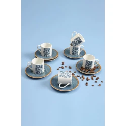 Набор кофейный Porland Liny 04POR034981, 6 персон, 12 шт, 90 мл, фарфор, разноцветный