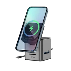 Док-станция с беспроводной зарядкой Wiwu Wi-W025 Grey Док-станция с беспроводной зарядкой Wiwu Wi-W025 Grey