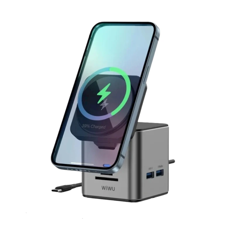 Simsiz enerji toplama ilə dok-stansiya Wiwu Wi-W025 Grey Simsiz enerji toplama ilə dok-stansiya Wiwu Wi-W025 Grey