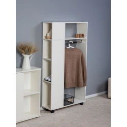 Вешалка с полками Letta White, 146x25х79 см, ЛДСП, белый Вешалка с полками Letta White, 146x25х79 см, ЛДСП, белый