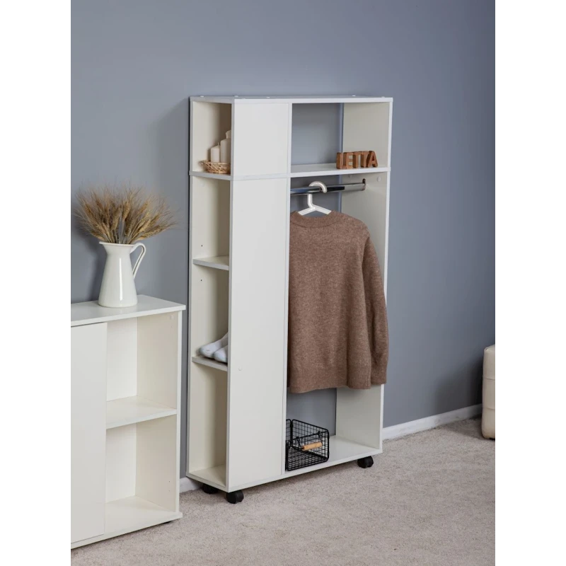 Вешалка с полками Letta White, 146x25х79 см, ЛДСП, белый Вешалка с полками Letta White, 146x25х79 см, ЛДСП, белый