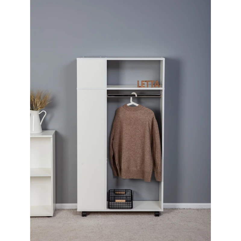 Вешалка с полками Letta White, 146x25х79 см, ЛДСП, белый Вешалка с полками Letta White, 146x25х79 см, ЛДСП, белый