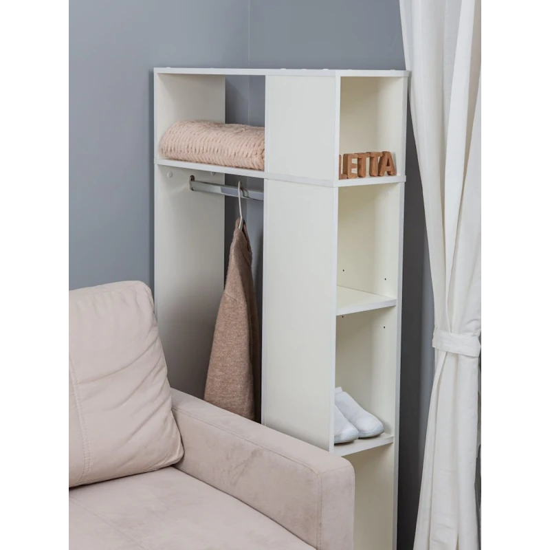 Вешалка с полками Letta White, 146x25х79 см, ЛДСП, белый Вешалка с полками Letta White, 146x25х79 см, ЛДСП, белый