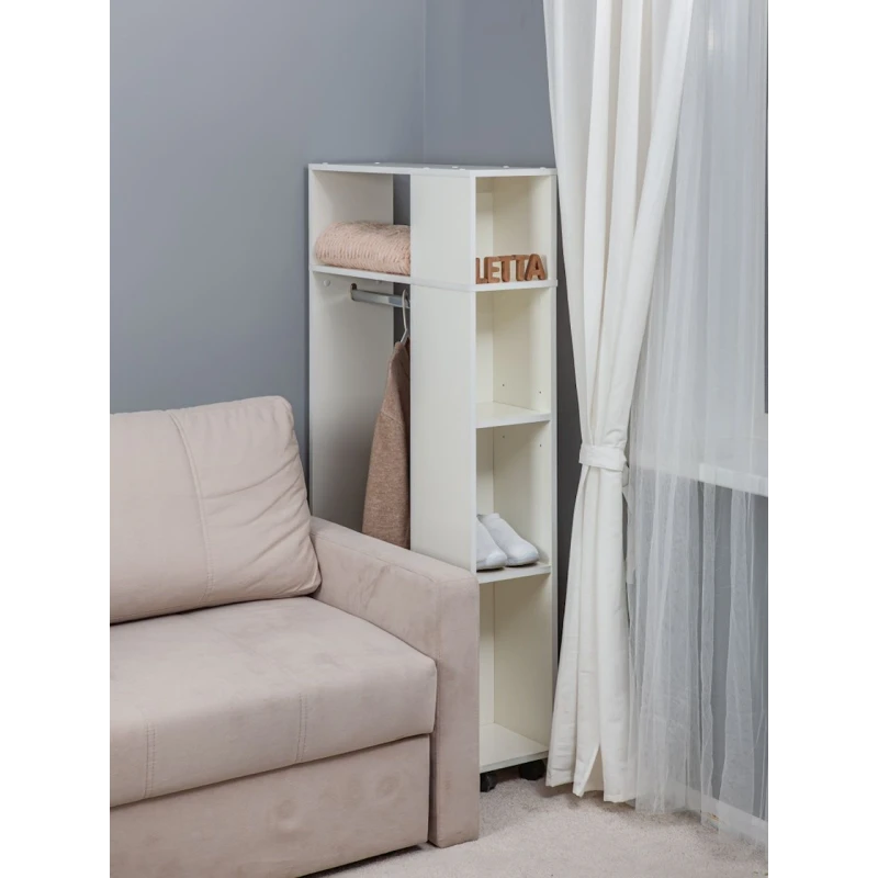 Вешалка с полками Letta White, 146x25х79 см, ЛДСП, белый Вешалка с полками Letta White, 146x25х79 см, ЛДСП, белый