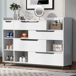 Тумба для обуви Art Mebel 33, ламинат, белая, 130х130х30 см