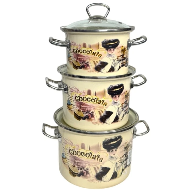 Набор Кастрюль Новомосковская Посуда Chocolate I8311, 2/3/5.5 л, 3 шт