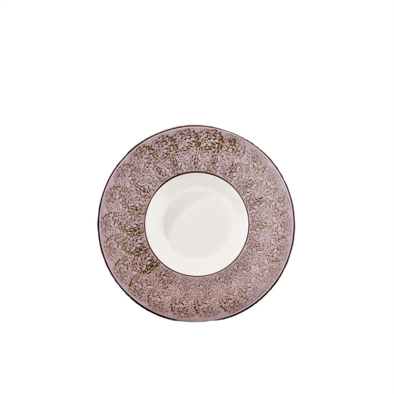 Тарелка глубокая Wilmax Splash WL-667622/A, круглая, 800 мл, диаметр 20 см, фарфор, сиреневый/белый