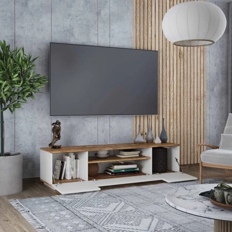 Тумба Ev Plus ev_12116005, ЛДСП, белый, коричневый, 180x44.5x44.6 см Тумба Ev Plus ev_12116005, ЛДСП, белый, коричневый, 180x44.5x44.6 см