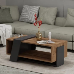 Журнальный стол ev_12116141, ламинат, серый/коричневый, 91x48x35 см