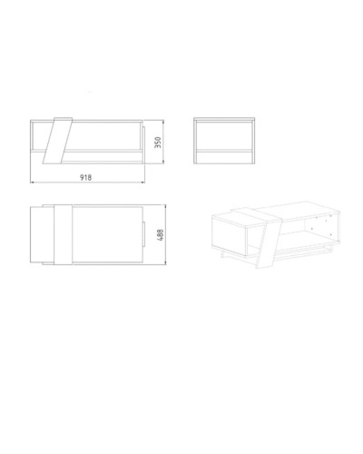 Jurnal masası ev_12116141, laminat, boz/qəhvəyi, 91x48x35 sm