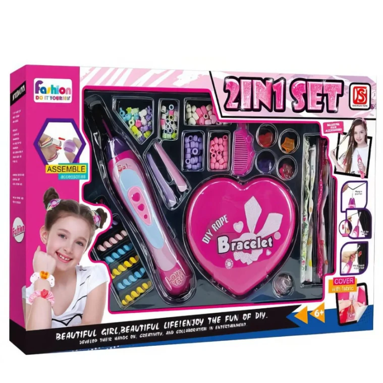 Saçlar üçün hörmə və bəzək dəsti Fashion Do it yourself 2in1, 6+ yaş