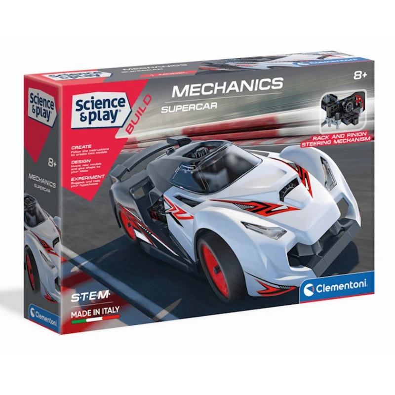 Сборная модель Clementoni 75057, Mechanics Lab Racing Cars, 100 деталей, 8+ лет