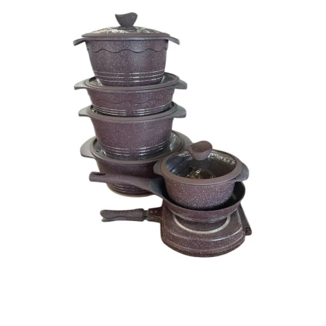 Набор кастрюль, гранит, фиолетовый/белый, 12 предметов, 20/24/28/32 см Набор кастрюль, гранит, фиолетовый/белый, 12 предметов, 20/24/28/32 см