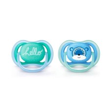 Əmziklər dəsti Philips AVENT Ultra Air SCF342/22, ortodontik, 6-18 ay, silikon, 2 əd, futlyar ilə, mavi