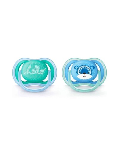 Əmziklər dəsti Philips AVENT Ultra Air SCF342/22, ortodontik, 6-18 ay, silikon, 2 əd, futlyar ilə, mavi
