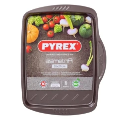Soba tavası Pyrex Asimetria 6219941, 35x27 sm, düzbucaq, polad/yapışmayan, qara