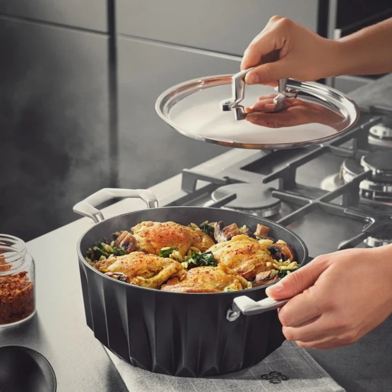 Кастрюля Emsan Diagon, гранит, черная, 20 см Кастрюля Emsan Diagon, гранит, черная, 20 см