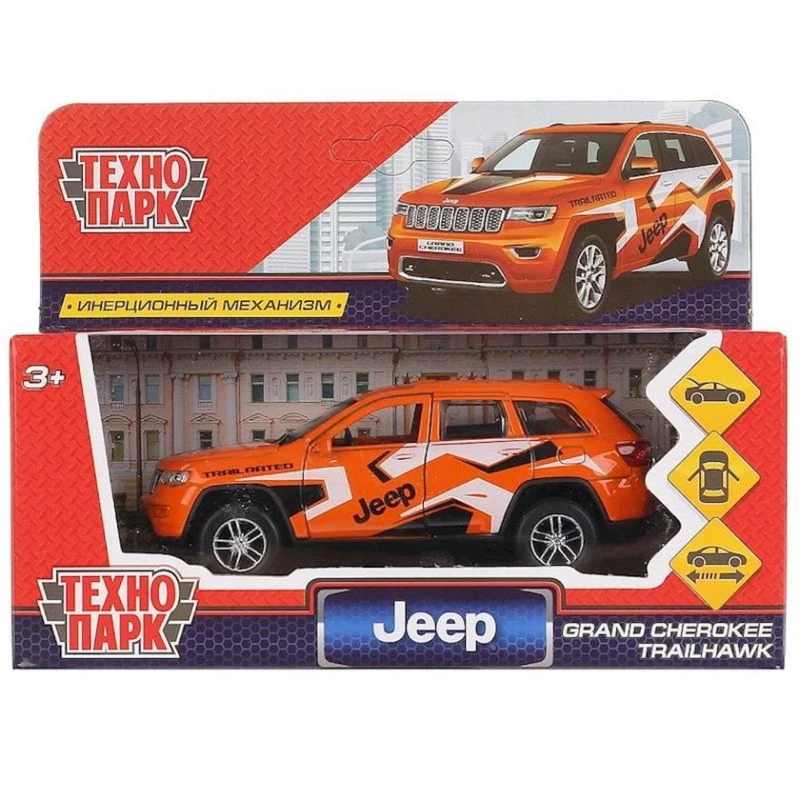 Машинка Технопарк Jeep Grand Cherokee 12 см, металл, оранжевый