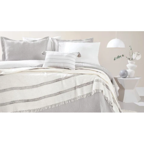 Комплект постельного белья Yataş Nola, пододеяльник 200x220 см, простыня 240x260 см, покрывало 240х250 см, пике 200х220 см, наволочка 50х70 см (4 шт), двуспальный, хлопок/полиэстер, серый