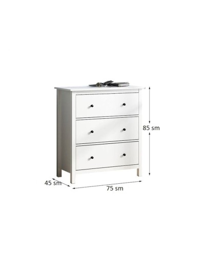 Komod ev_12116101, laminat, ağ, 75x45x85 sm