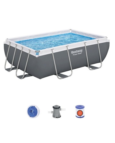 Hovuz Bestway 56629, karkas, düzbucaq, 282x196x84 sm, 3662 l, boz
