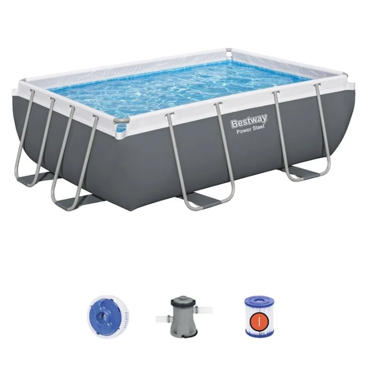 Hovuz Bestway 56629, karkas, düzbucaq, 282x196x84 sm, 3662 l, boz Hovuz Bestway 56629, karkas, düzbucaq, 282x196x84 sm, 3662 l, boz