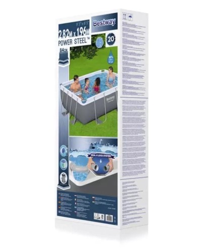 Hovuz Bestway 56629, karkas, düzbucaq, 282x196x84 sm, 3662 l, boz
