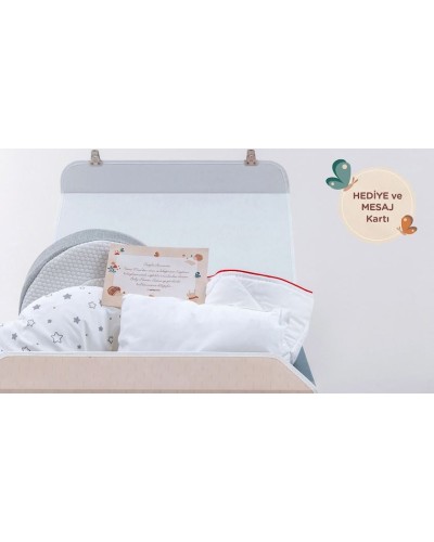 Dəst yenidoğulmuşlar üçün Yataş Baby Shower ( beşik-barama + yorğan + yastıq + əmizdirmə yastığı )