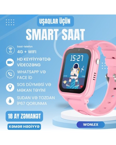 Uşaq üçün ağıllı saat Wonlex KT28 Pink