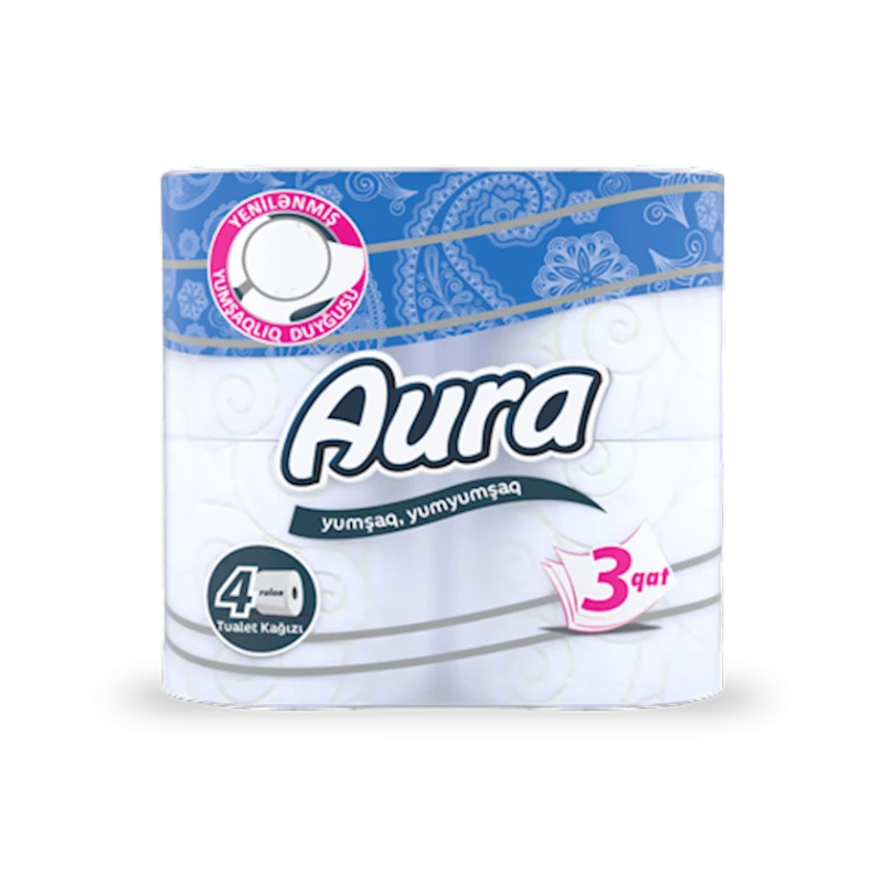 Туалетная бумага Aura, 3-х слойная, 4 рулона