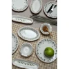 Səhər yeməyi dəsti Stoneware Flower Green, 14 parça, 6 nəfərlik, keramika, ağ/yaşıl