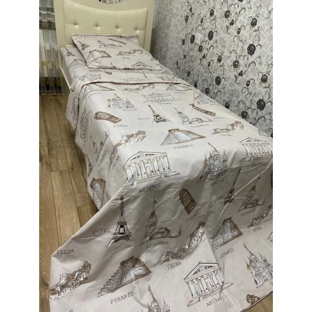 Комплект постельного белья MiraNova CTS-709, пододеяльник 160х220 см, простыня 160х220 см, наволочка 50х70 см, односпальный, разноцветный