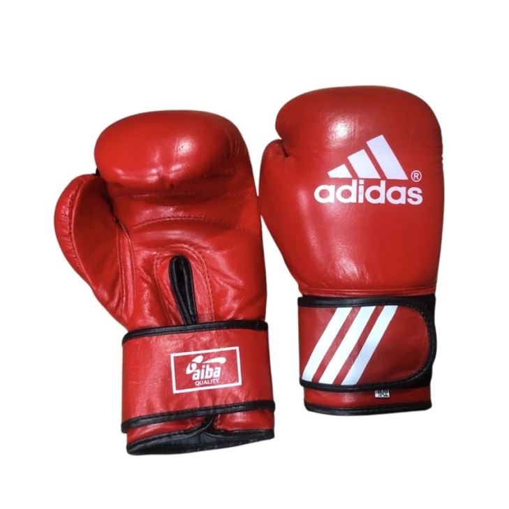 Boks üçün 12oz ölçülü təbii dəri qırmızı boks əlcəyi