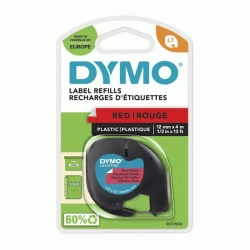 Лента для этикеток Dymo LetraTag Tape 91203 Plastic Black On Red (S0721630)