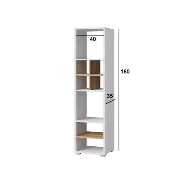 Стеллаж 3563_M3StelKompl4Whzol, 40х35х160 см, белый