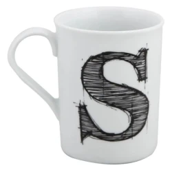 Кружка Porland Letter (S), фарфор, белая, 285 мл