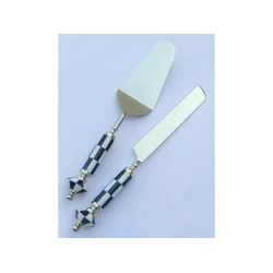 Набор для десерта Porland Mackie, белый/голубой, 2 предмета Набор для десерта Porland Mackie, белый/голубой, 2 предмета