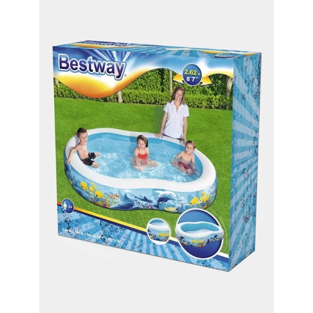 Детский бассейн Bestway H54118, разноцветный, 262x157x46 см, 544 л