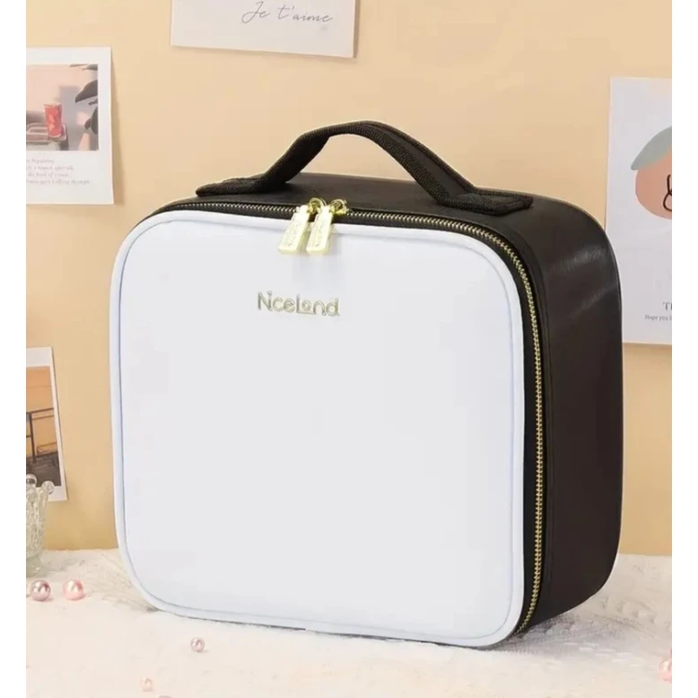 Косметичка, косметичка со светодиодной подсветкой, черно-белая 26x23x11 см