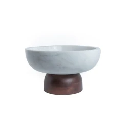 Фруктовница Hom-me 105604, 30x17 см, дерево/мрамор, белый/коричневый