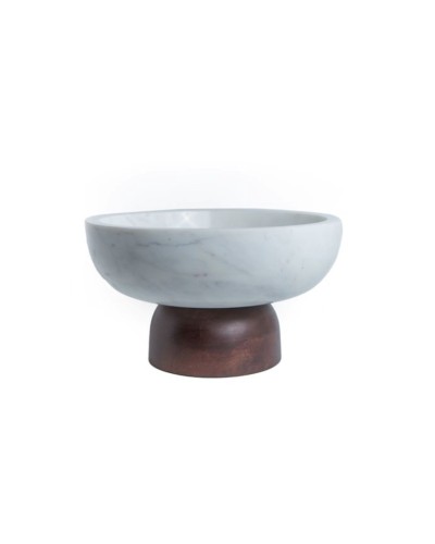 Meyvə qabı Hom-me 105604, 30x17 sm, taxta/mərmər, ağ/qəhvəyi