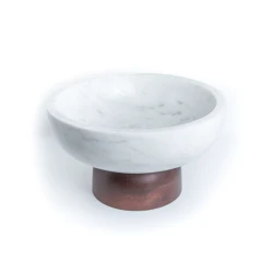 Фруктовница Hom-me 105604, 30x17 см, дерево/мрамор, белый/коричневый