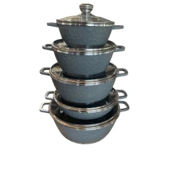 Набор кастрюль, гранит, серый, 10 предметов, 24/20/28/32 см Набор кастрюль, гранит, серый, 10 предметов, 24/20/28/32 см