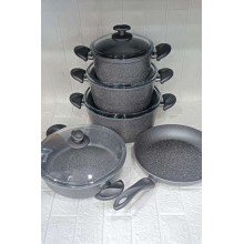 Qazan dəsti 300, boz, 9 parça