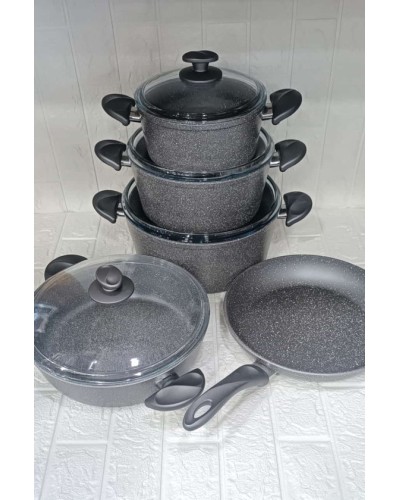 Qazan dəsti 300, boz, 9 parça