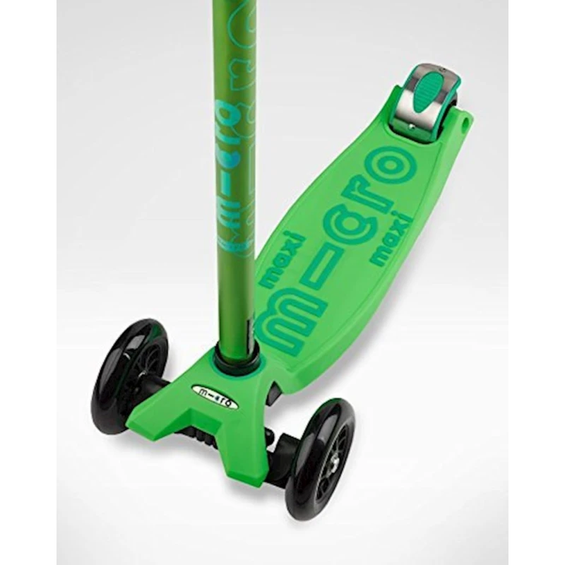 Üç təkərli samokat Micro Maxi Deluxe Green, yaşıl, alüminium, plastik, 5-12 yaş, 60x27x16 sm, təkərlər 120/80 mm, 2600 q