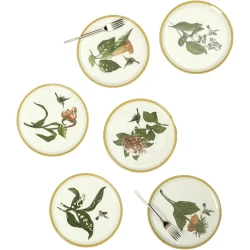 Набор десертных тарелок Porland Puruli 04POR035025, фарфор, разноцветный, 20 см, 6 шт